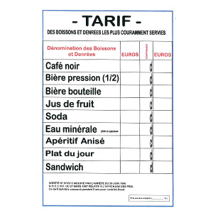 Tarif extérieur A4